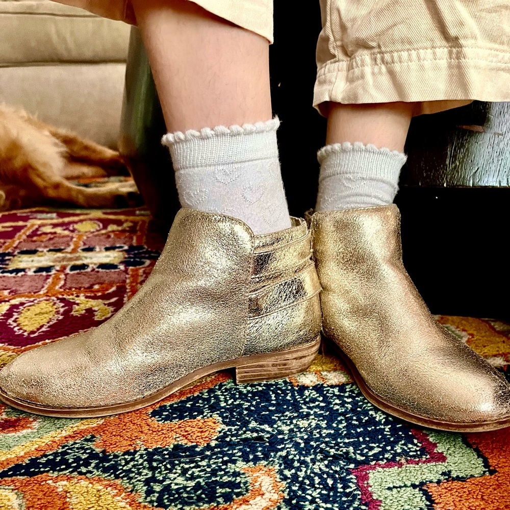 golden cropped boots, kids, Nina brand